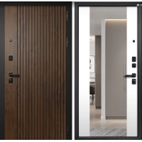 Дверь входная FlyDoors ФОРЕСТ Дуб медовый - Velluto bianco с зеркалом